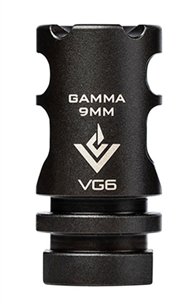 Picture of Aero Precision Apvg100027a Vg6 Gamma 9Mm Luger Muzzle Brake/Compensator 1/2"-28 Tpi Black Nitride 17-4 Stainless Steel