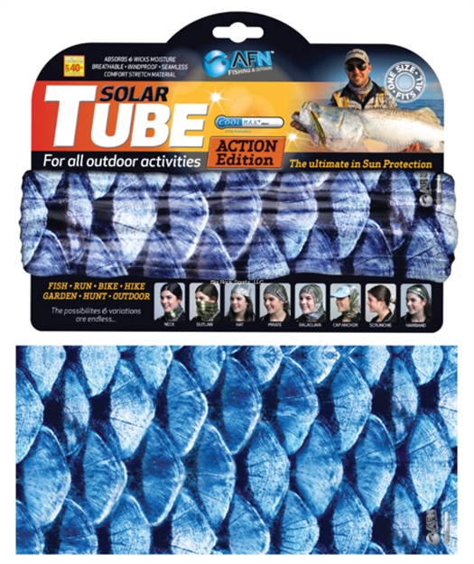 Picture of Afn Solar Tube,Blue Scales, Cool Max Upf 40,Breathable,Windproof,Seamless,Stretch, Adult,One Size Fits All