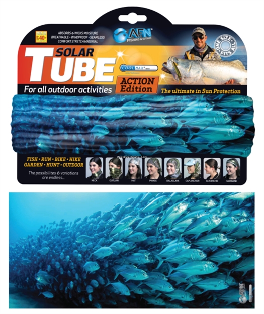 Picture of Afn Solar Tube,Fish School Blue, Cool Max Upf 40,Breathable,Windproof,Seamless,Stretch, Adult,One Size Fits All