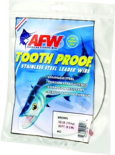 Picture of Afw #3 Toothproof Stainless Steel Single Strand Leader Wire, 32 LB (15 Kg) Test, .012 IN (0.30 Mm) Dia, Camo, 30 FT