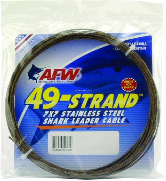 Picture of Afw 49 Strand, 7X7 Stainless Steel Shark Leader Cable, 175 LB (80 Kg) Test, .036 IN (0.91 Mm) Diam, Camo, 30 FT (9.2 M)