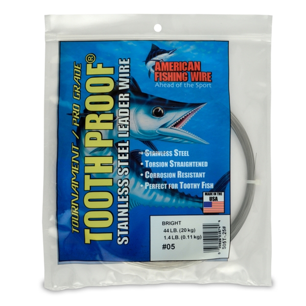 Picture of Afw #5 Toothproof Stainless Steel Single Strand Leader, 44Lb (20Kg) Test, .014In (0.36Mm) Dia, Bright, 1/4Lb (114G)