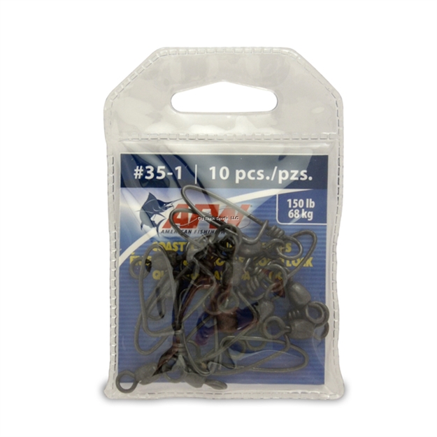 Picture of Afw Brass Coastlock Snap Swivels, Size #1, 150 LB (68 Kg) Test, Black, 10 PC