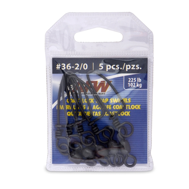 Picture of Afw Brass Coastlock Snap Swivels, Size #2/0, 225 LB (102 Kg) Test, Black, 5 PC