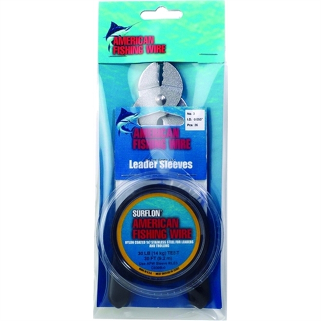 Picture of Afw Crimping Tool Kit 36Pc, 30Lb Black Surflon Wire, #3 Sleeves, Crimp Pliers