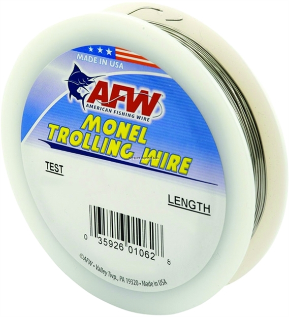 Picture of Afw Monel Trolling Wire, Nickel-Copper Alloy, 20 LB (9 Kg) Test, .018 IN (0.46 Mm) Diam, Bright, 300 FT (91.5 M)