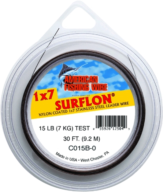 Picture of Afw Surflon, Nylon Coated 1X7 Stainless Leader Wire, 15 LB (7 Kg) Test, .015 IN (0.38 Mm) Dia, Camo, 30 FT