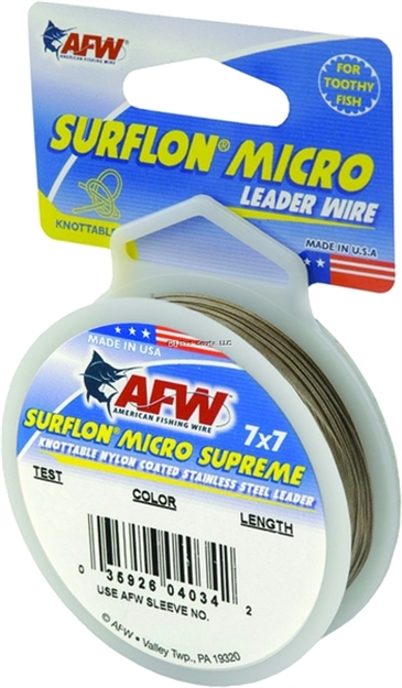 Picture of Afw Surflonmicrosupreme, Nylon Coated 7X7 Stainless Leader Wire, 26 LB (12 Kg) Test, .018 IN (0.46 Mm) Dia, Camo, 16.4 FT
