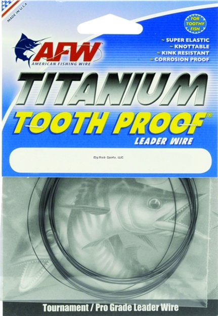 Picture of Afw Titanium Tooth Proof, Single Strand Leader Wire, 40 LB (18 Kg) Test, .017 IN (0.43 Mm) Diam, Black Oxide, 15 FT (4.6 M)