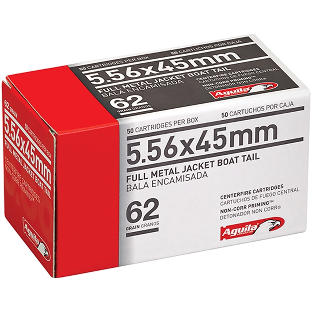 Picture of  Aguila 1E556110 Target & Range Rifle 5.56X45mm Nato 62Gr Full Metal Jacket Boat Tail 50 Per Box/20 Case 640420003245