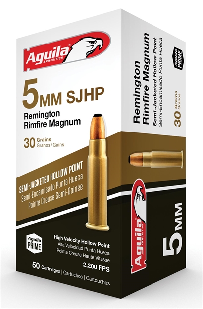 Picture of Aguila 1B222405 5Mm Remington Rimfire Magnum (Rfm) 30 GR Hollow Point 50 Bx/ 20 CS
