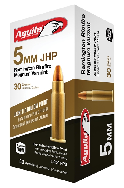 Picture of Aguila 1B222406 5Mm Remington Rimfire Magnum (Rfm) 30 GR Jacketed Hollow Point 50 Bx/ 20 CS