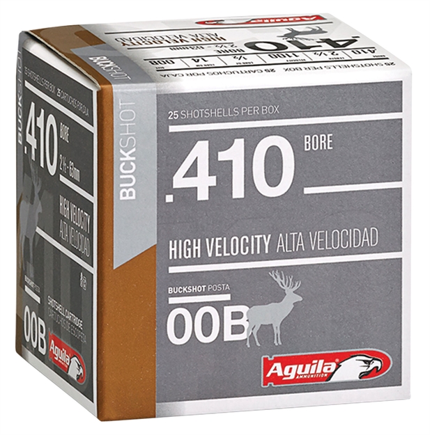 Picture of  Aguila 1C4100ba Buckshot High Velocity 410Gauge 2.50" 1/2Oz 00Buck Shot 25 Per Box/20 Case 640420002484
