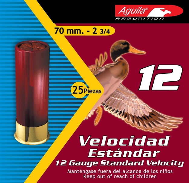 Picture of Aguila 12 Gauge Standard Velocity Shotshells, 2-3/4", No. 4, 1200 Fps, 1 1/8 Oz, 25 Rnd