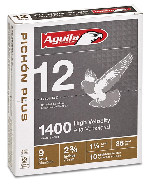 Picture of  Aguila 1Chb1297 Pichon Plus High Velocity 12 Gauge 2.75" 1 1/4 OZ 9 Shot 10 Per Box/ 25 Case 640420002200