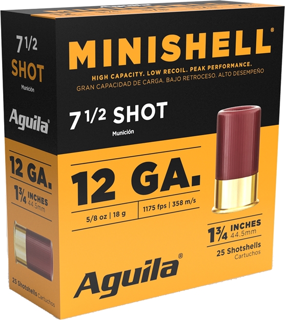 Picture of  Aguila 1Chb1387 Minishell  12Gauge 1.75" 5/8Oz 7.5Shot 25 Per Box/10 Case 640420017020