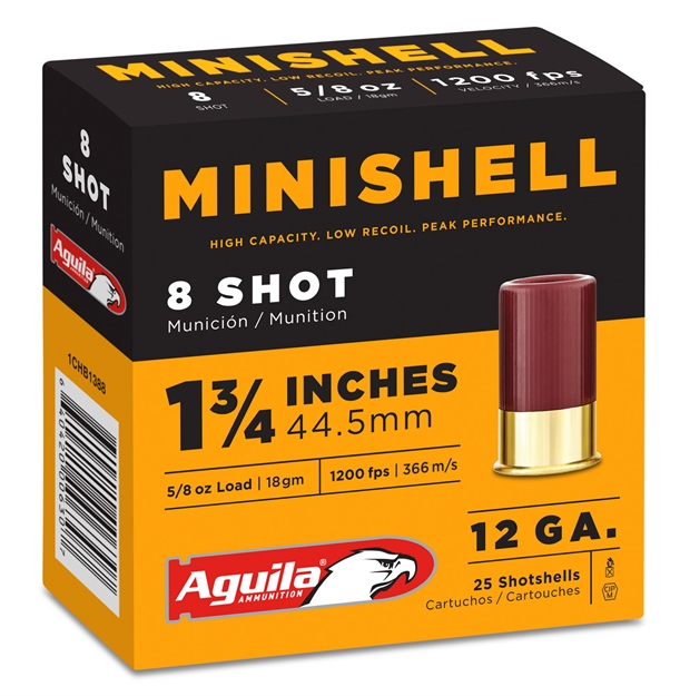 Picture of Aguila 1Chb1388 Minishell  
12 Gauge 1.75" 5/8 OZ 8 Shot 25 Bx/ 10 CS