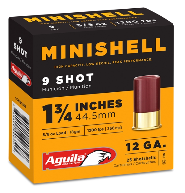 Picture of Aguila 1Chb1389 Minishell  
12 Gauge 1.75" 5/8 OZ 9 Shot 25 Bx/ 10 CS