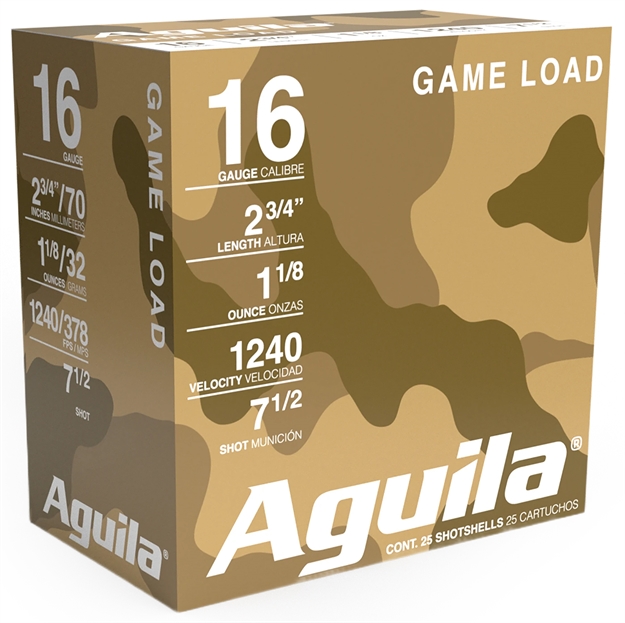 Picture of  Aguila 1Chb1607 Birdshot High Velocity 16 Gauge 2.75" 1 1/8 OZ 7.5 Shot 25 Per Box/ 10 Case 640420002613