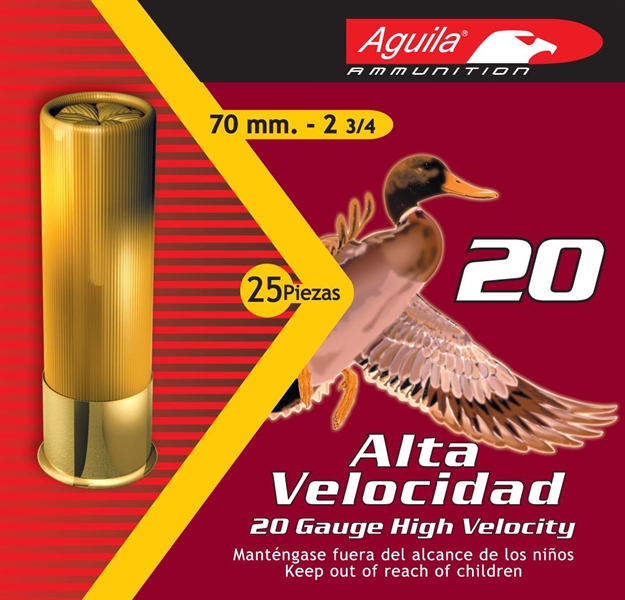Picture of Aguila 20 Gauge High Velocity Shotshells, No. 2, 1220 Fps, 1 Oz, 25 Rnd