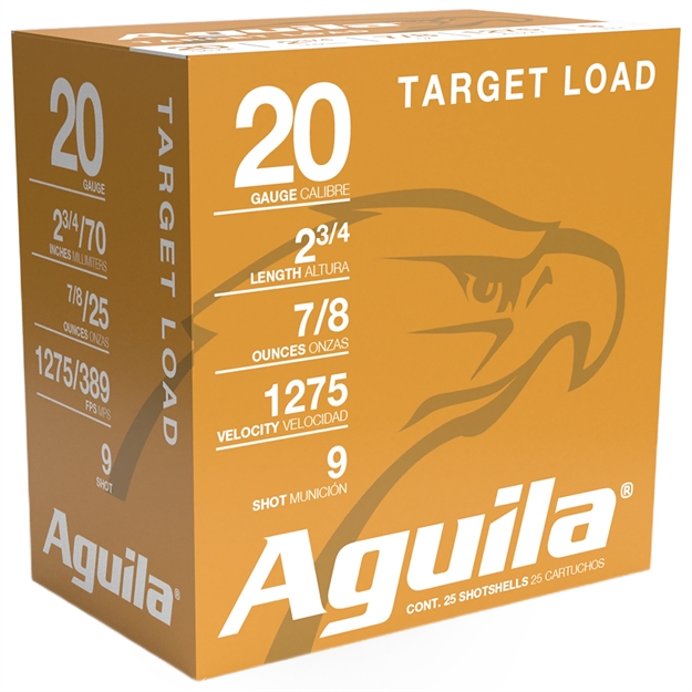 Picture of  Aguila 1Chb2039 Target Load Competition 20Gauge 2.75" 7/8Oz 9Shot 25 Per Box/10 Case 640420006130