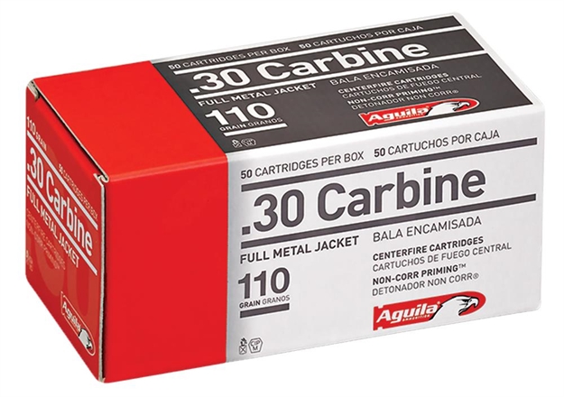 Picture of Aguila Centerfire Rifle Ammo, .30 Carbine, Fmj, 110 Gr, 1990 Fps, 50 Rnd IE302110