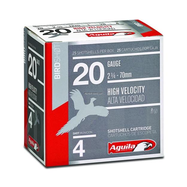 Picture of Aguila 20 Gauge High Velocity Shotshells, No. 4, 1220 Fps, 1 Oz, 25 Rnd