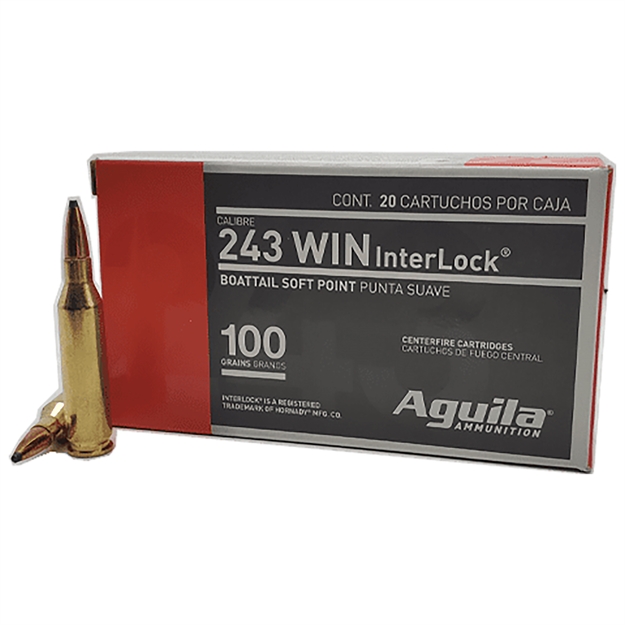 Picture of  Aguila 8047Ag   243Win 100Gr Interlock Boat Tail Soft Point 20 Per Box/10 Case