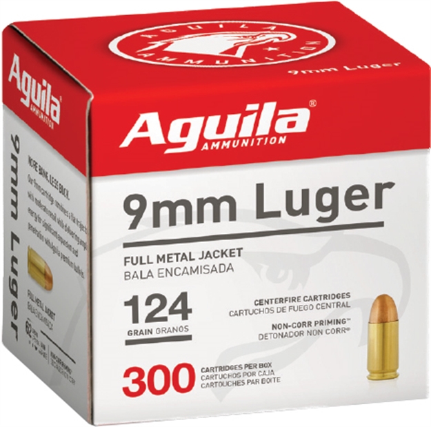 Picture of Aguila 9Mm Luger 124Gr Fmj-Rn 300Rd 4Bx/Cs 1E092108