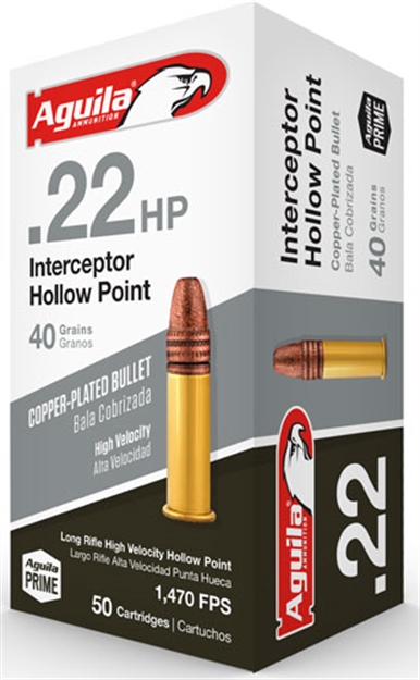 Picture of Aguila Ammo .22Lr Interceptor 1470Fps. 40Gr. Lead HP 50-Pack