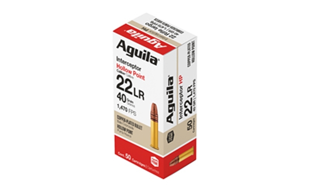 Picture of Aguila 1B220320 Interceptor  22Lr 40Gr Copper Plated Solid Point 50 Per Box/20 Case 1B222320 640420001432