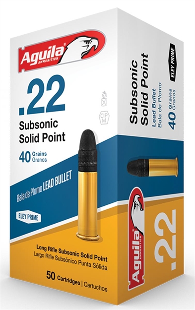 Picture of Aguila 1B220269 Subsonic  22Lr 40Gr Lead Solid Point 50 Per Box/20 Case 1B222269 640420001098