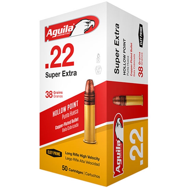 Picture of Aguila 1B220335 Super Extra High Velocity 22Lr 38Gr Copper Plated Hollow Point 50 Per Box/40 Case 1B222335