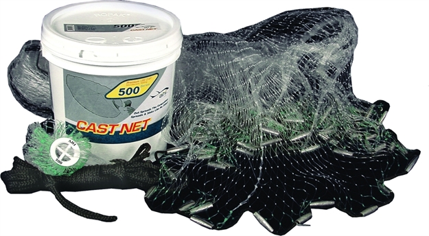 Picture of Ahi 500 Pro Series 6 Panel Cast Net 6' Clear Mono 1" Mesh, 1 3/4# Per FT Lead Weights, (Pail Container)