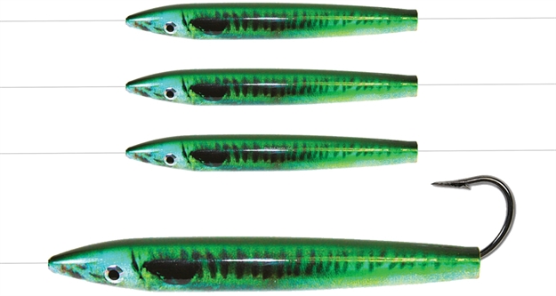 Picture of Ahi 6" Live Deception Daisy Chain Cedar Plug - Green Mackerel 150Lb Fluorocarbon