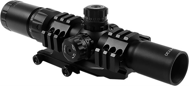 Picture of  Aim Sports Jthr1 Recon Cqb Black Anodized 1.5-4X30mm 30Mm Tube Tri-Illuminated 3/4 Circle Dot Reticle