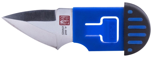 Picture of AL Mar Knives Amk1001bkbl Stinger  1.30" AL Mar Wedge Plain Satin D2 Steel Tpr Black/Blue Handle Keychain W/Gift Box