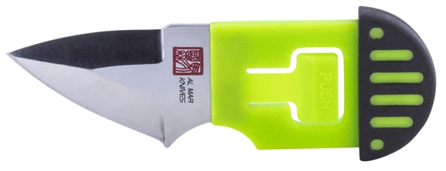 Picture of AL Mar Knives Amk1001bkg Stinger  1.30" AL Mar Wedge Plain Satin D2 Steel Tpr Black/Green Handle Keychain W/Gift Box