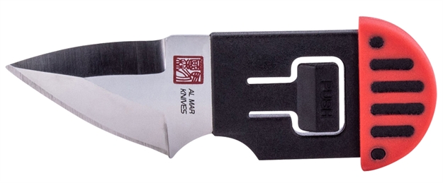 Picture of AL Mar Knives Amk1001rbk Stinger  1.30" AL Mar Wedge Plain Satin D2 Steel Tpr Black/Red Handle Keychain W/Gift Box