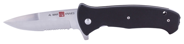 Picture of AL Mar Knives Amk2203 S.E.R.E. 2020 G 3.60" Talon Part Serrated Satin D2 Steel/G10 Black Handle Folding