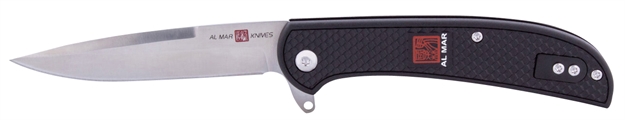 Picture of AL Mar Knives Amk4124 Ultralight  3.15" Talon Plain Satin 8Cr13mov Ss/Frn Black Handle Folding