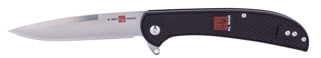 Picture of AL Mar Knives Amk4126 Ultralight  4" Talon Plain Satin 8Cr13mov Ss/Frn Black Handle Folding