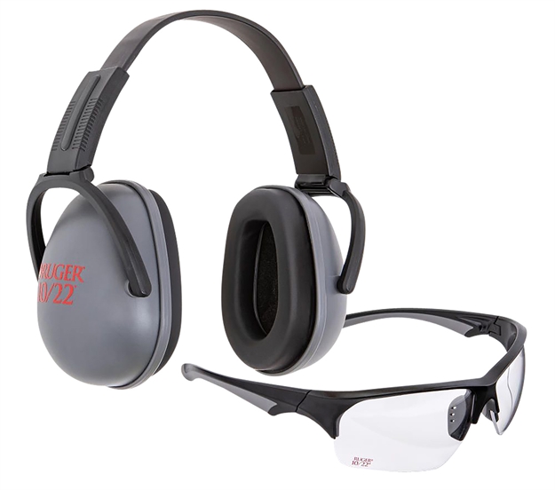 Picture of  Ruger 70573 Passive Earmuffs & Shooting Glasses Combo  Adult Clear Lens Black/Gray Frame