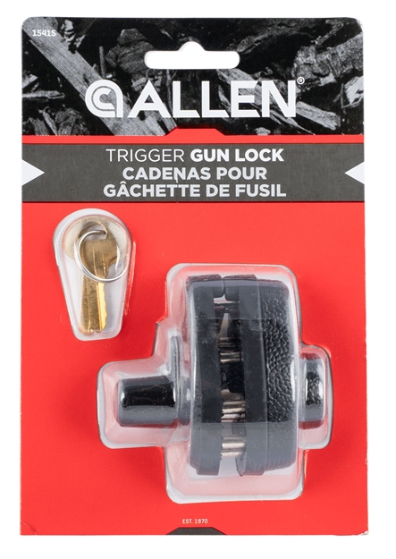Picture of  Allen 15415 Trigger Lock  Open With Key Black Steel Firearm Fit- Handgun/Rifle/Shotgun