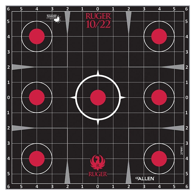 Picture of Ruger 28001 Splash Adhesive Target Kit  17.5" X 13.5" Black/Red Includes 3 Paper Targets 27999 026509061663