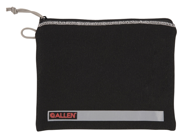 Picture of  Allen 3628 Pistol Pouch  Black Polyester W/Lockable Zippers, ID Label & Fleece Lining Holds Full Size Handgun 7" L X 9" W Interior Dimensions 026509064985
