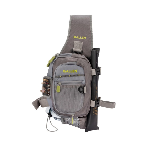 Picture of Allen Company Cedar Creek Fly Fishing Sling Pack, Fits UP TO 4 Tackle/Fly Boxes, Gray/Lime