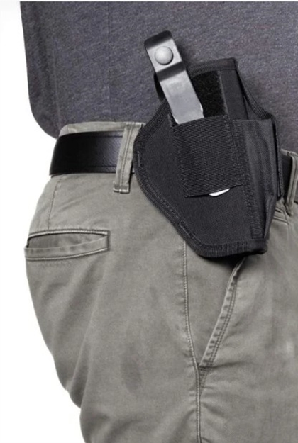 Picture of Allen Ambidextrous Belt Holster, Flap Closure, W/Mag Pouch 3-3/4"-4.5" LG Autos Blk 44505 026509445050