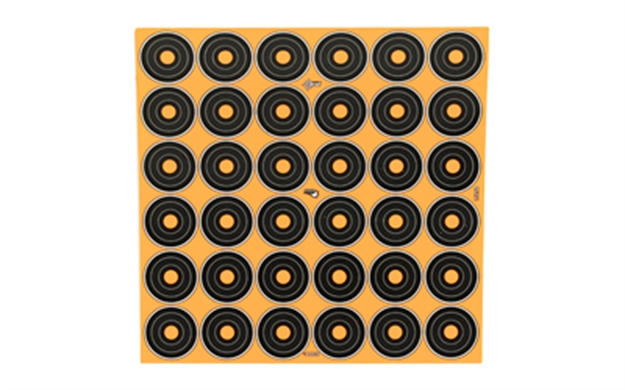 Picture of  Ez-Aim 15250 Splash Reactive  Self-Adhesive Paper Black/Orange 1" Bullseye 12 Pack