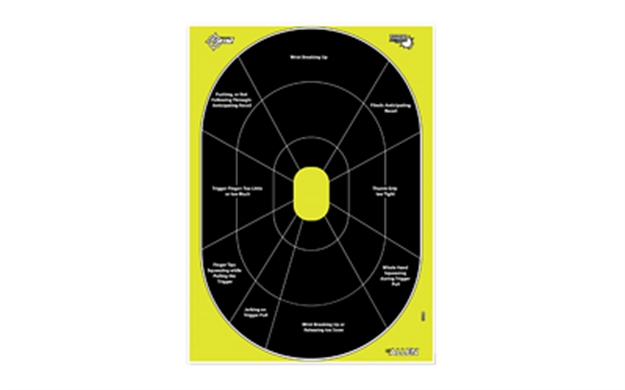 Picture of  Ez-Aim 15220 Splash Reactive Target Oval Paper Hanging Handgun 12" X 18" Black/Yellow 8 Per Pkg